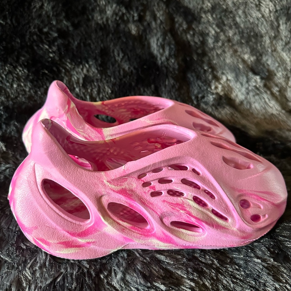 Pink and White Slip-On Clogs